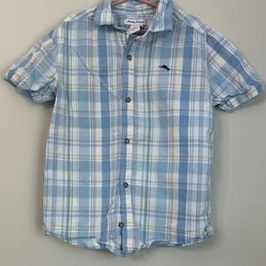 Tommy Bahama Light Blue Plaid Casual Shirt